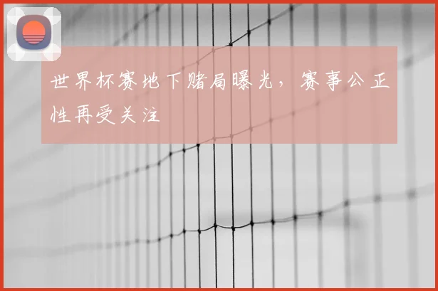 世界杯赛地下赌局曝光,赛事公正性再受关注